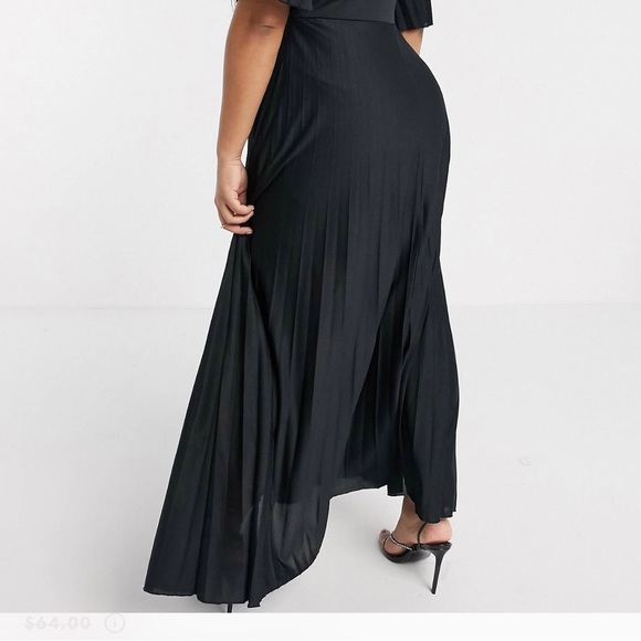 Kimono pleated maxi dress | ASOS DESIGN Curve | Size 14 | Black - Picture 4 of 9